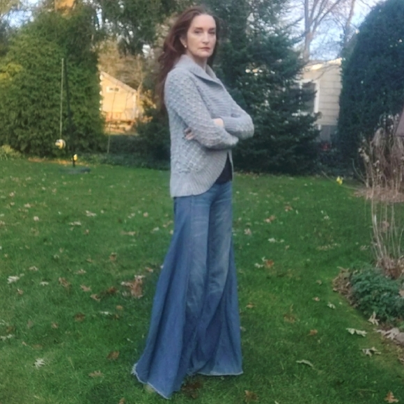 Designer Vince Open Knit Gray Alpaca & Cashmere Cardigan Sweater - Picture 10 of 13